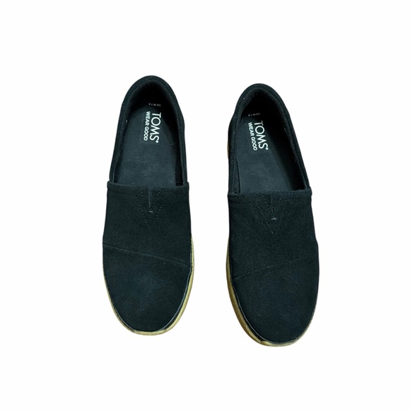 TOMS Women’s Adelaide Espadrille Black Suede Slip-On Shoes Size 7.5 - Picture 3 of 5